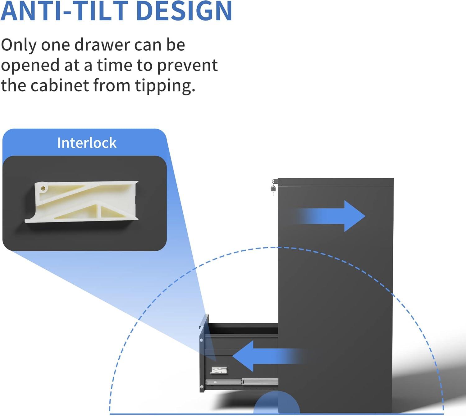 3 Drawer File Cabinet with Lock Metal Vertical File Cabinet Office Home Narrow File Cabinet for A4 Legal/Letter Size,Assembly Required (Black, 3 Drawers-Vertical)