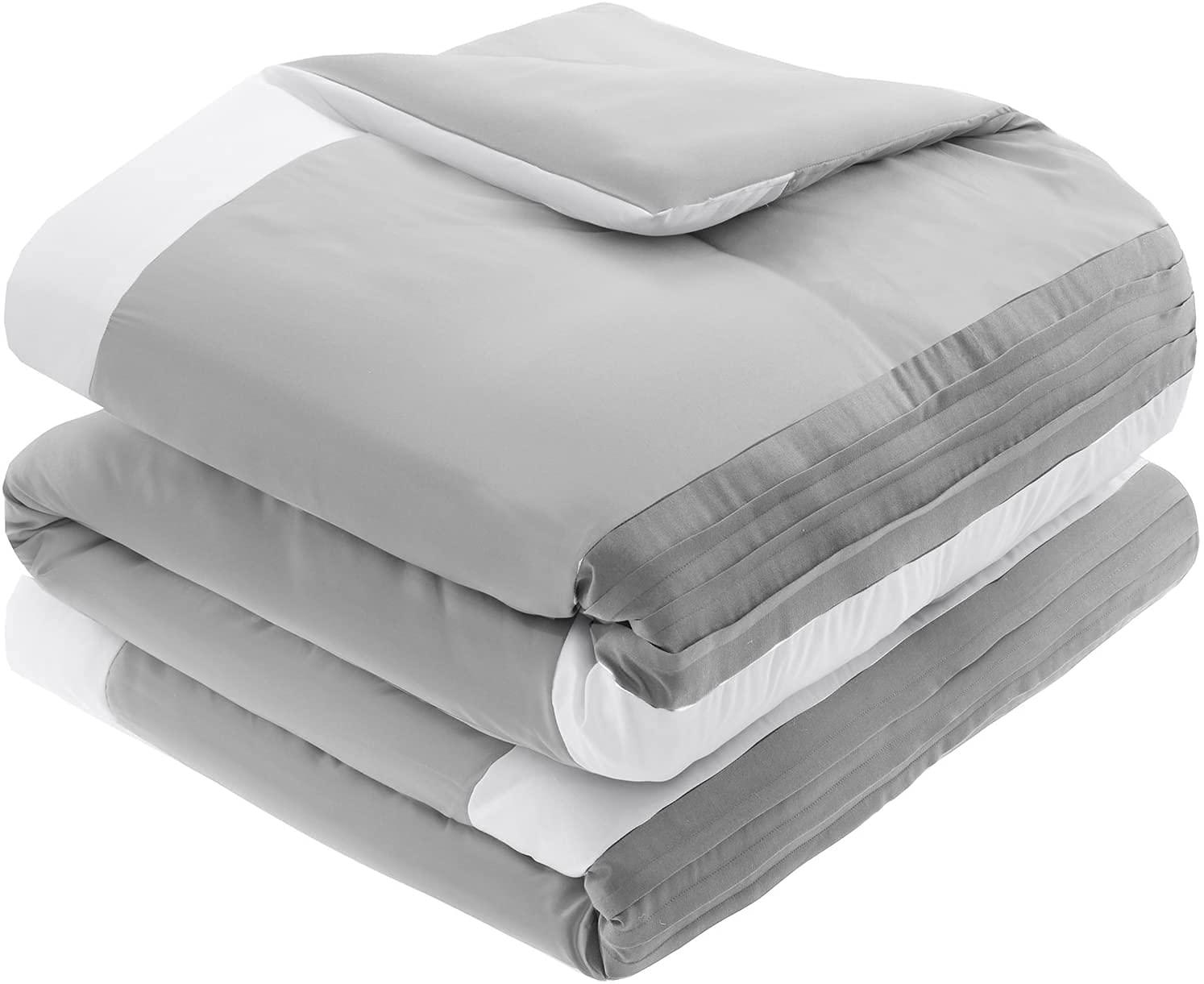 Comfort Spaces Malcom Textured Print Reversible Comforters for Full/Queen Beds, Gray