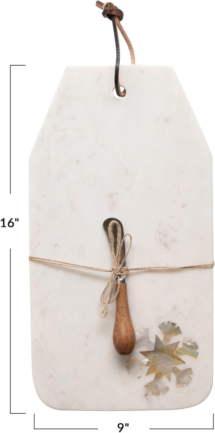 The Holiday Aisle® Ishan Mother of Pearl Snowflake Marble 2 Piece Cheese/Cutting Board Set