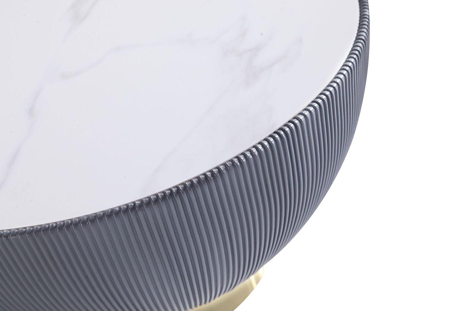 Manhattan Comfort Anderson Leatherette Upholstered Coffee Table with Faux Marble Tabletop Gray