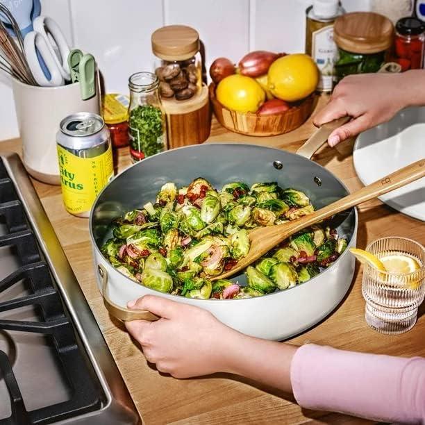 Beautiful 5.5 Quart Ceramic Non-Stick Sauté Pan, White Icing by Drew Barrymore