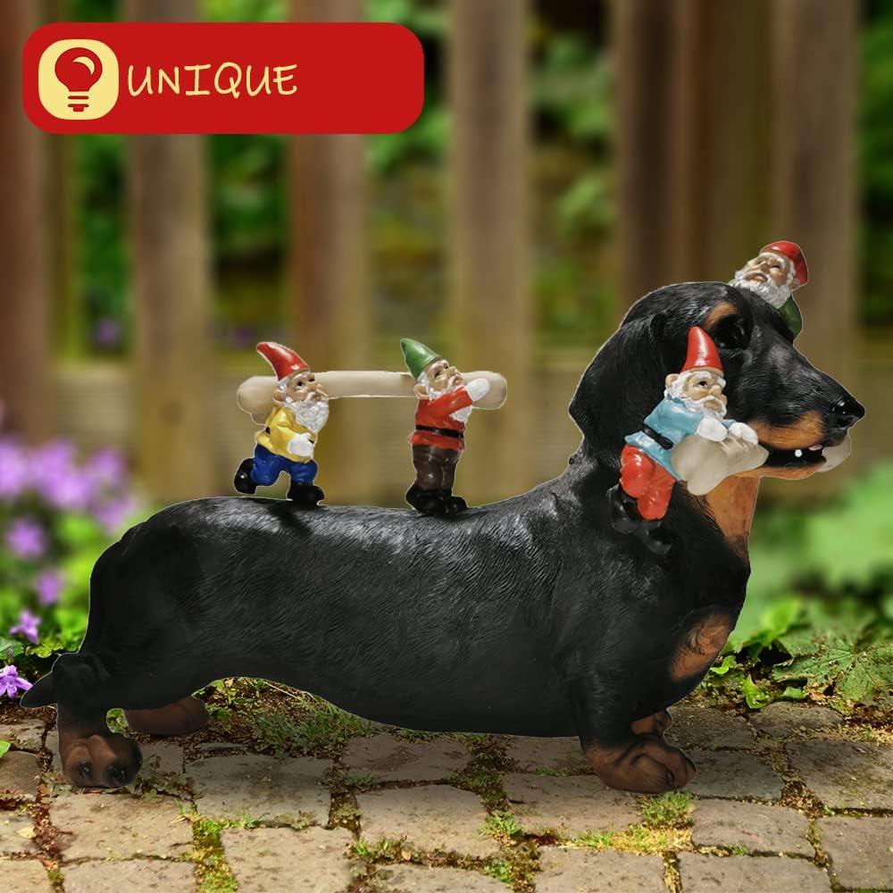 Dwarf Dachshund Dog Statue Courtyard Art Resin Statuette Decoration