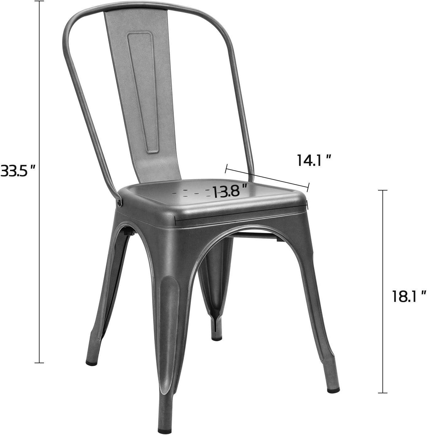 COMHOMA COMHOMA Metal Dining Chair 4pcs Industrial Modern Iron Stackable Bistro Chair (Set of 4)