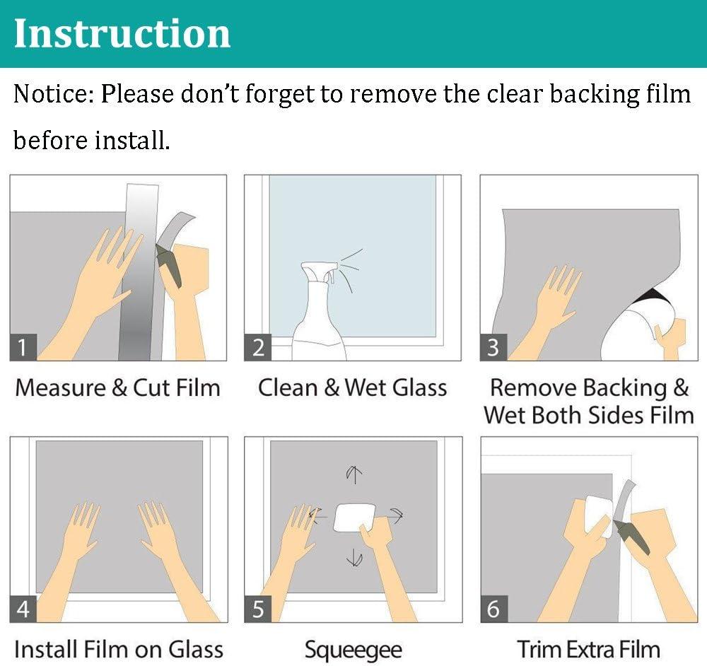 No Glue Privacy Window Film, Frosted Window Tint Stained Glass Static Cling Window Decor/Privacy Protection/Heat Control/Anti UV for Home/Office, 35.5x78.5 inch