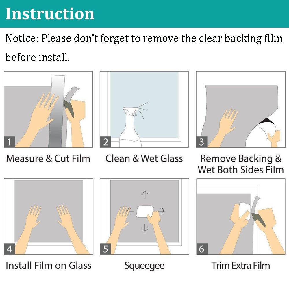 No Glue Privacy Window Film, Frosted Window Tint Stained Glass Static Cling Window Decor/Privacy Protection/Heat Control/Anti UV for Home/Office, 35.5x78.5 inch