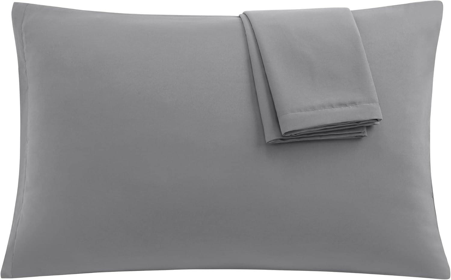 Pillowcases Queen Gray Set of 2 Envelope Closure End Easy Fit for All Season Cooling Soft and Breathable Material Machine Washable