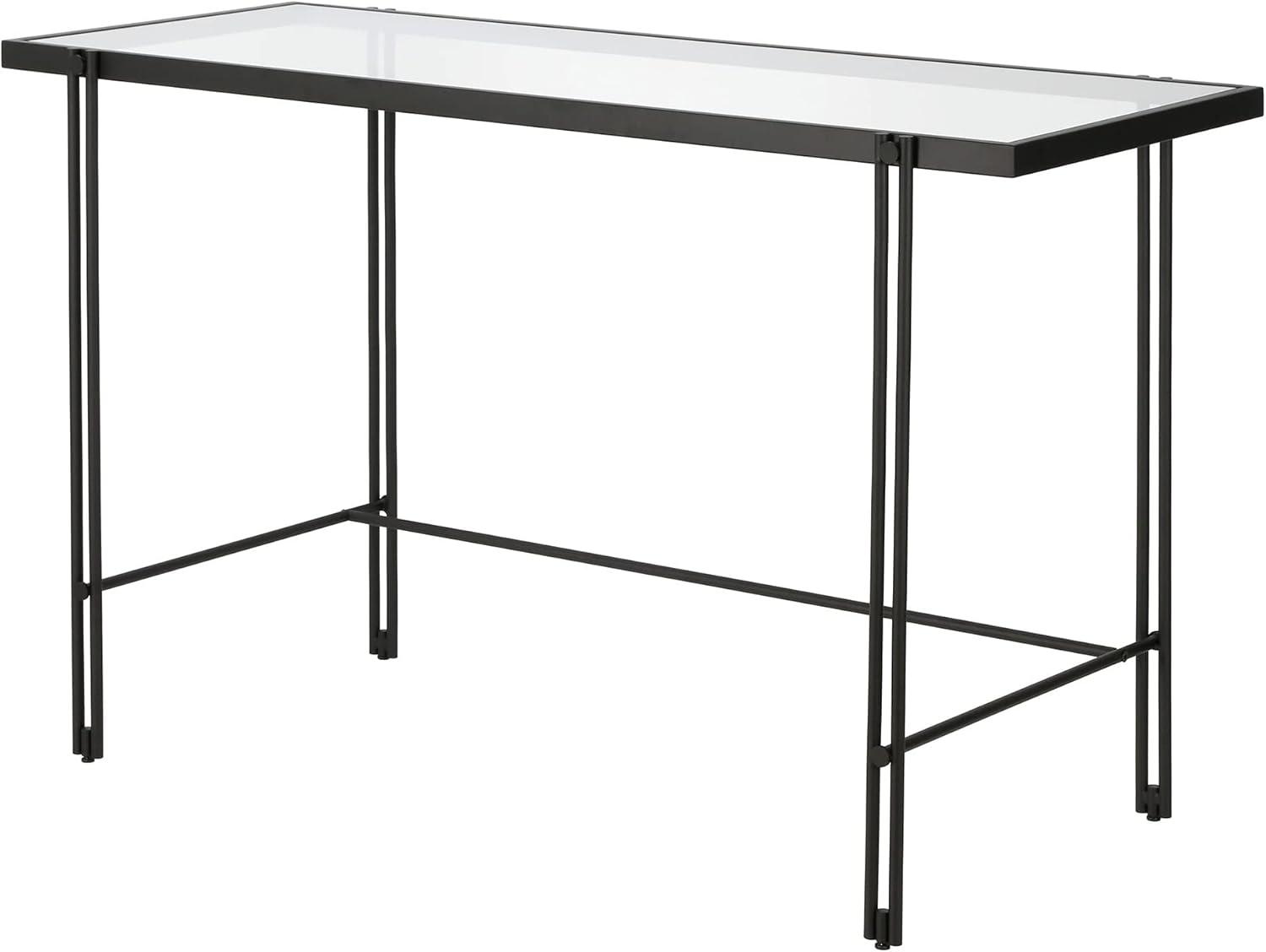 48" Blackened Bronze Glass Top Desk with Drawer