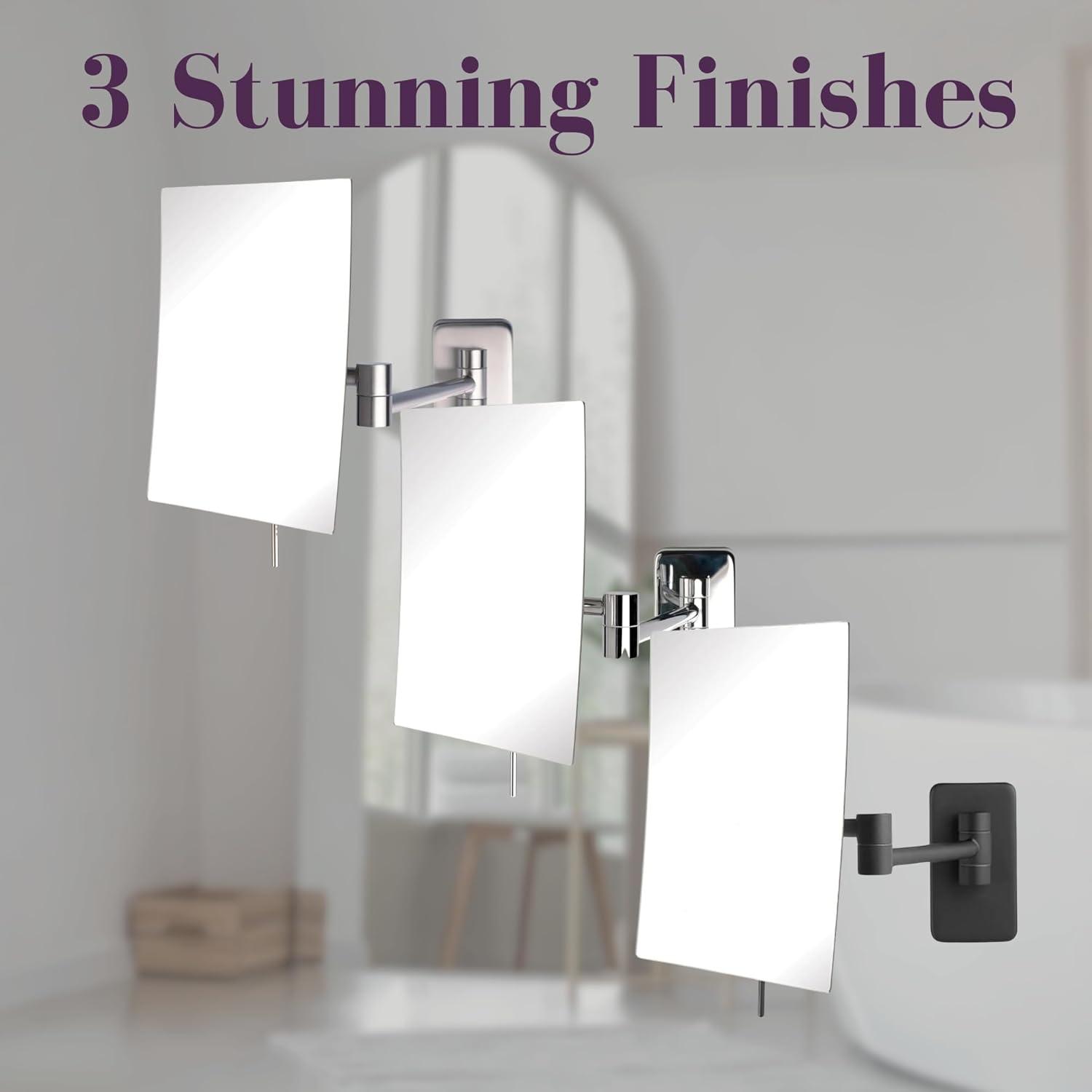 Wrought Studio™ Wall Mount Makeup Mirror with 5X Magnification - 8.75” x 6.5” Rectangular Mirror Extends 14”