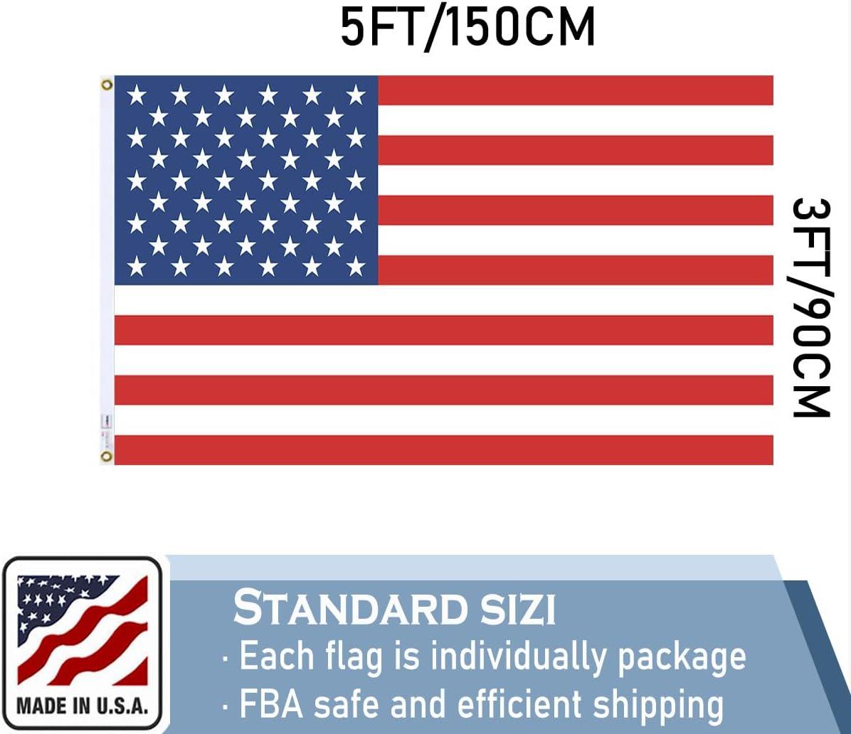 3x5 American Flag for Outside Outdoor Heavy Duty-Nylon USA Flags- Embroidered US Flags Sewn Stripes with Brass Grommets