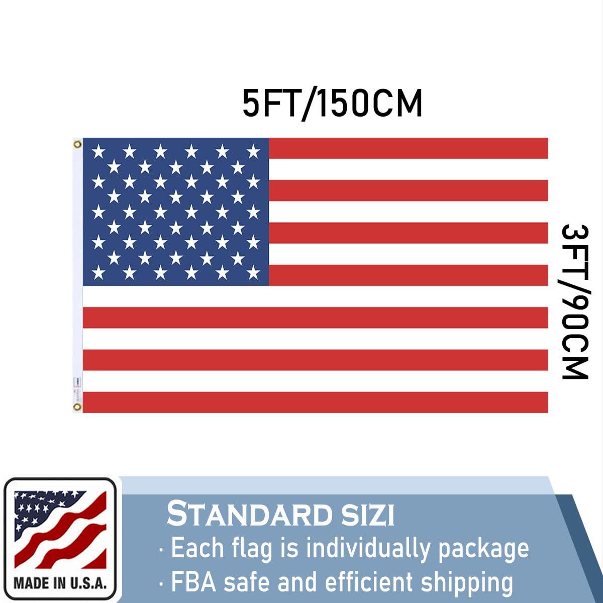 3x5 American Flag for Outside Outdoor Heavy Duty-Nylon USA Flags- Embroidered US Flags Sewn Stripes with Brass Grommets