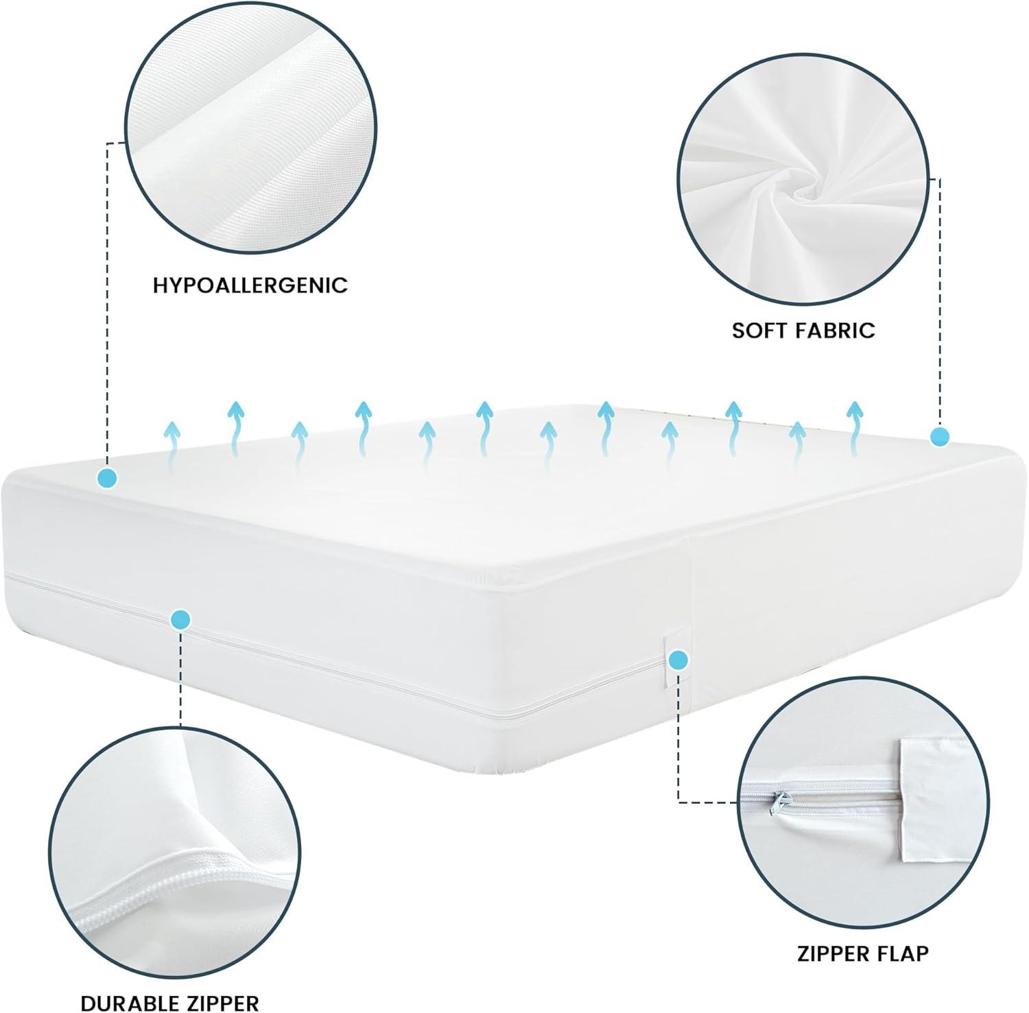 Waterproof Zipper Encasement for Mattress Bed Bug Resistant & Hypoallergenic