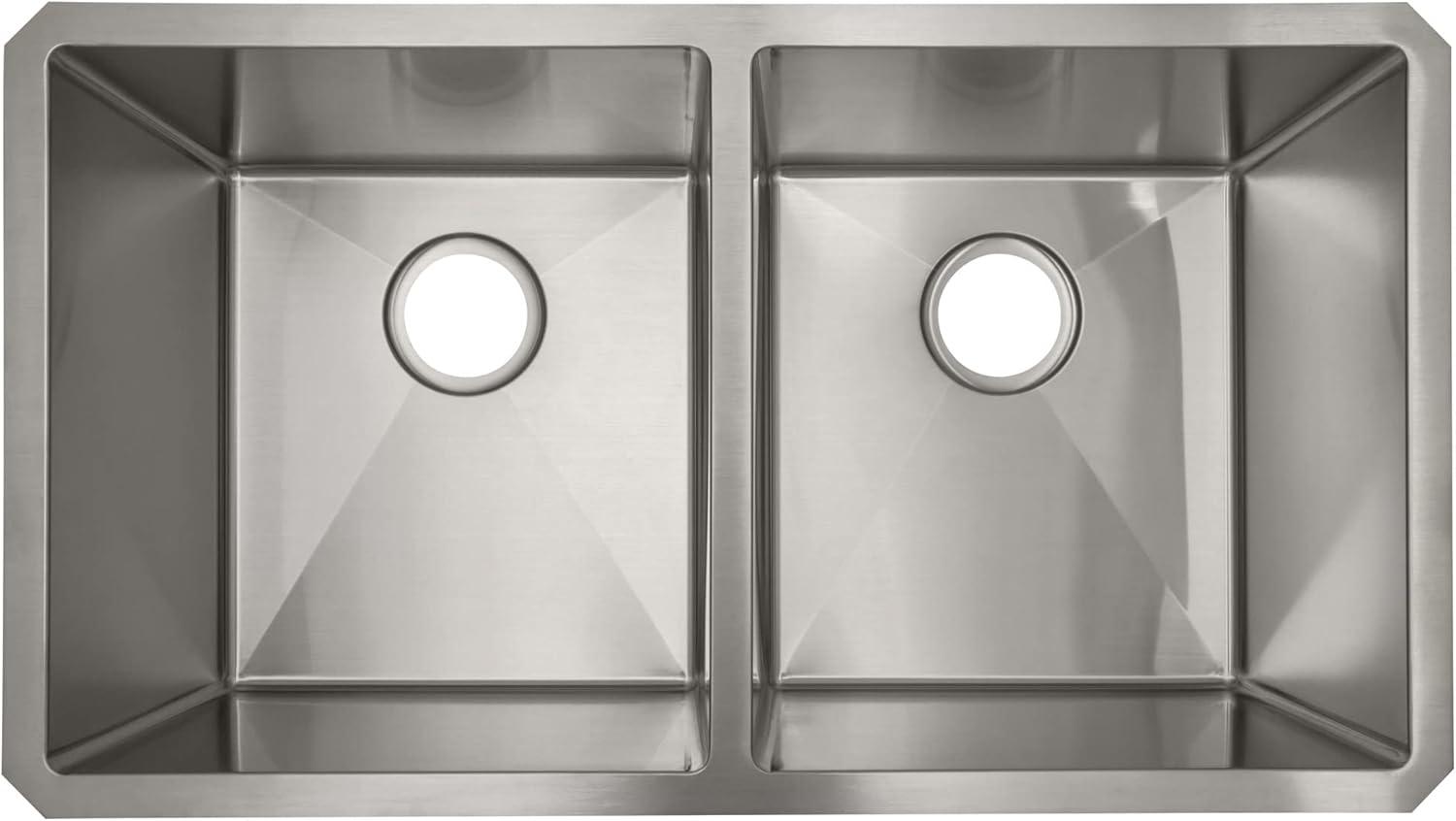 Sinber 32" x 19" Undermount Double Bowl Kitchen Sink with 18 Gauge 304 Stainless Steel Satin Finish