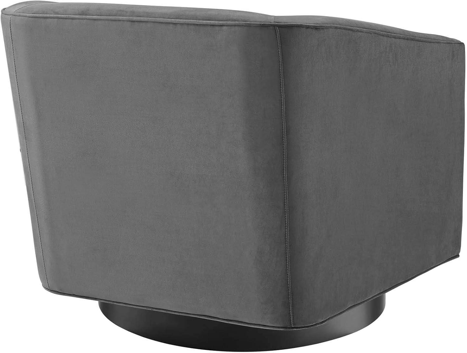 Elegant Gray Velvet Swivel Accent Chair with Metal Base