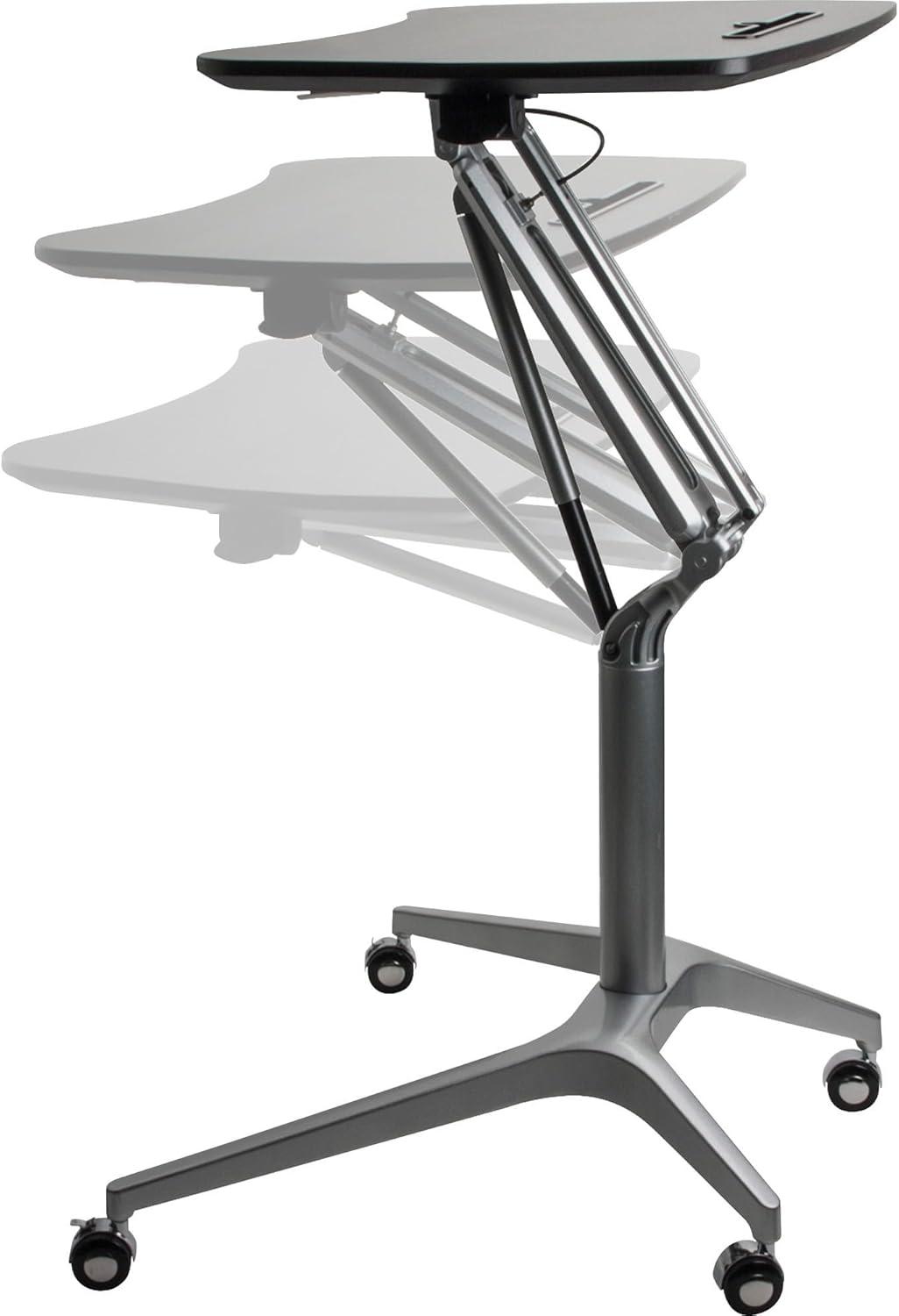 Lorell Black Laminate Top Mobile Laptop Caddy Black Rectangle Top - Powder Coated Base - 28.25" Table Top Width x 18.75" Table Top Depth - 41" Height - Assembly Required