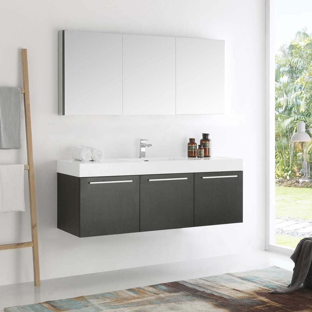 Fresca Vista 60'' Wall Mounted Modern Double Bathroom Vanity with Acrylic Vanity Top
