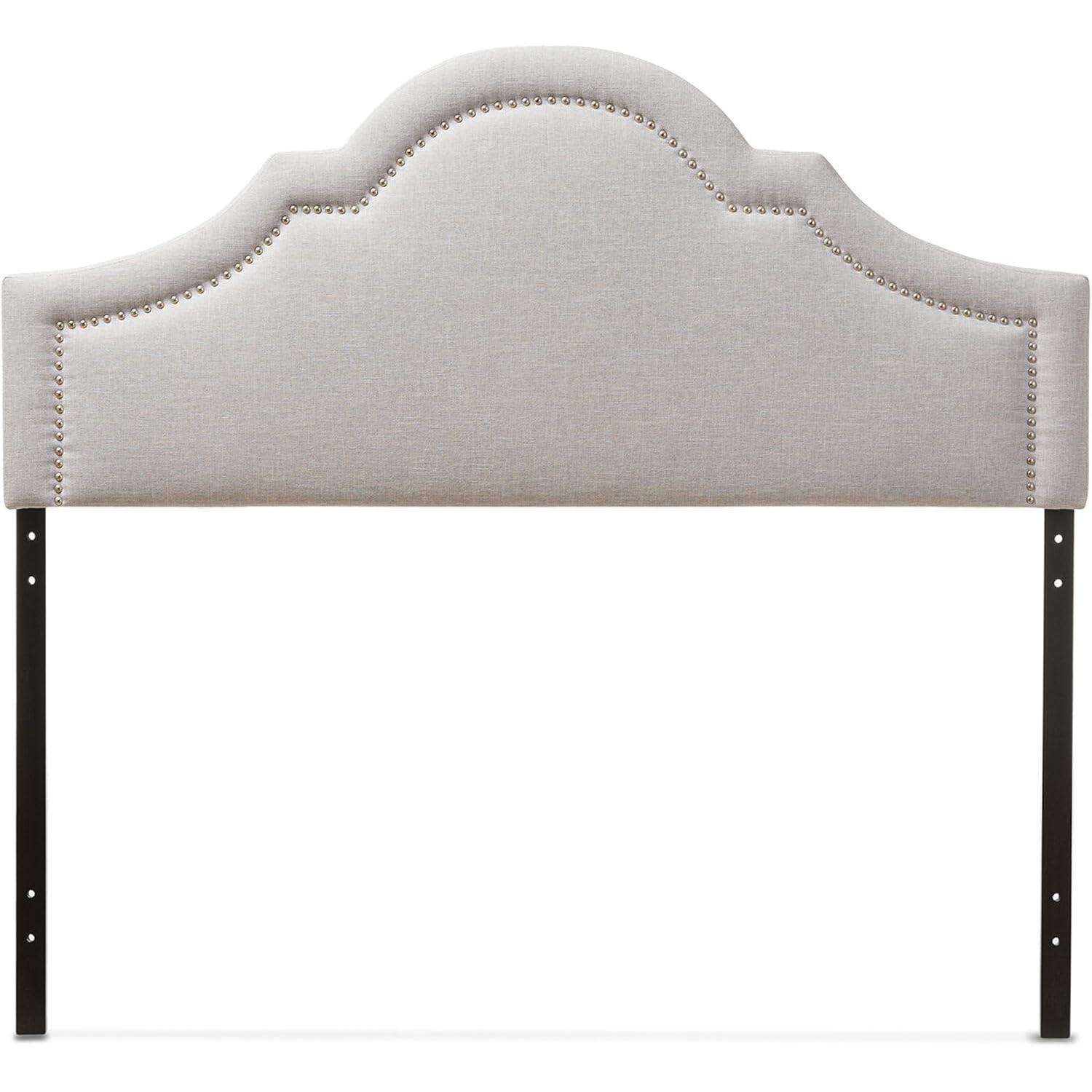 Twin Rita Modern And Contemporary Fabric Upholstered Headboard Grayish Beige - Baxton Studio: Silver Nailhead Trim, Rubberwood Frame