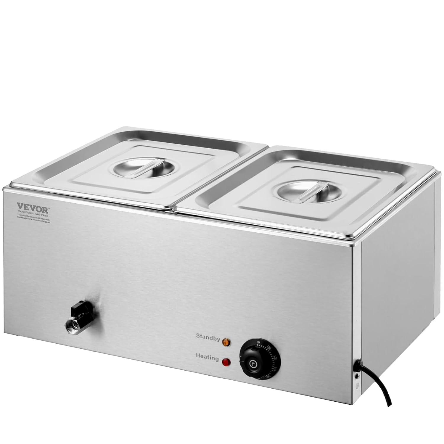 Latitude Run® Commercial Electric Food Warmer 2-Pan Countertop Buffet 18QT Bain Marie