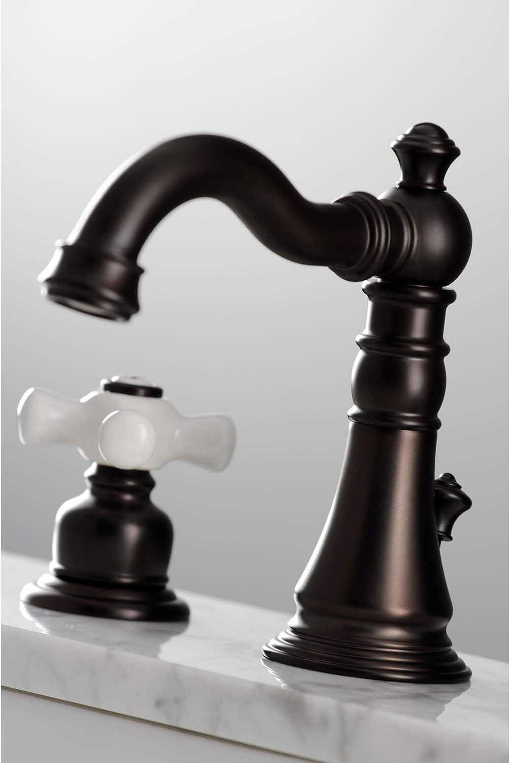 Kingston Brass FSC1975PX Kingston Brass American Classic Two-Handle 3-Hole Deck Mount Widespread Bathroom Faucet with Pop-Up Drain