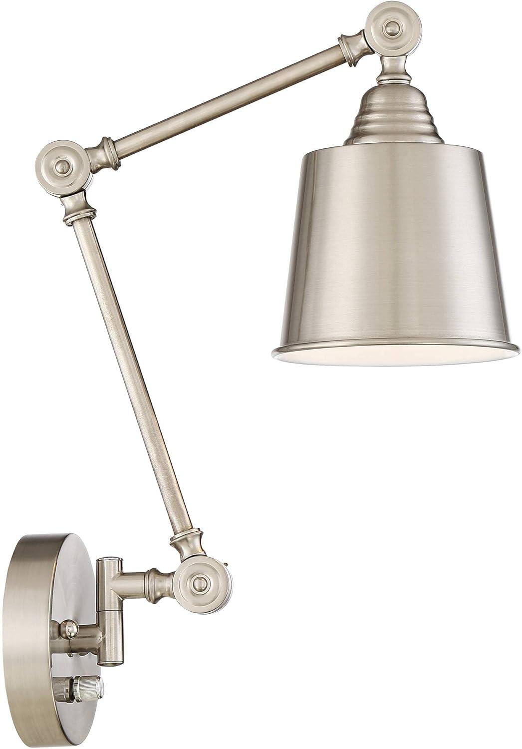 360 Lighting Mendes Modern Wall Lamps Set of 2 Brushed Nickel Plug-in 4 1/4" Light Fixture Up Down Adjustable for Bedroom Reading Living Room Hallway