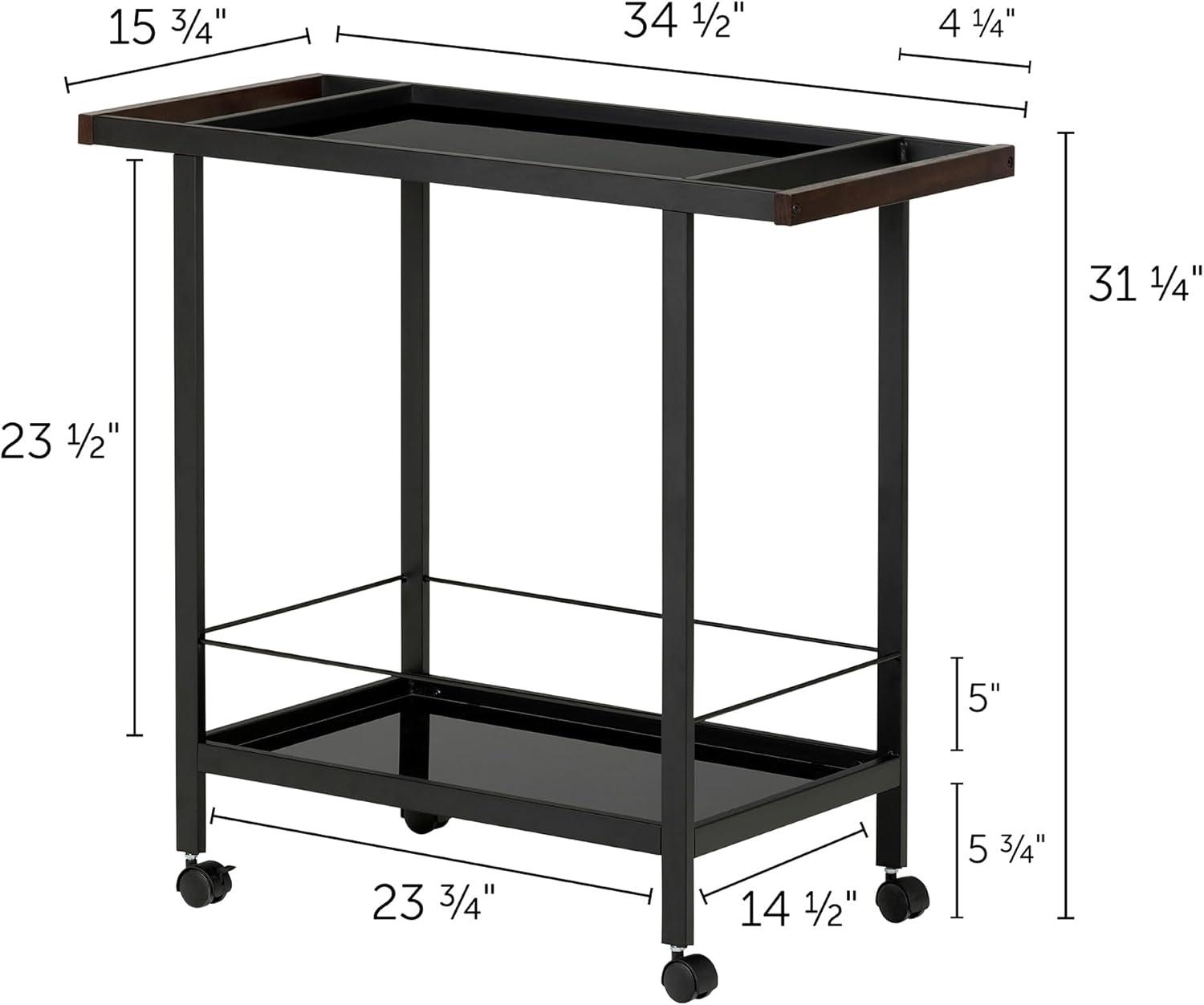 City Life Metal Bar Cart On Wheels Black - South Shore