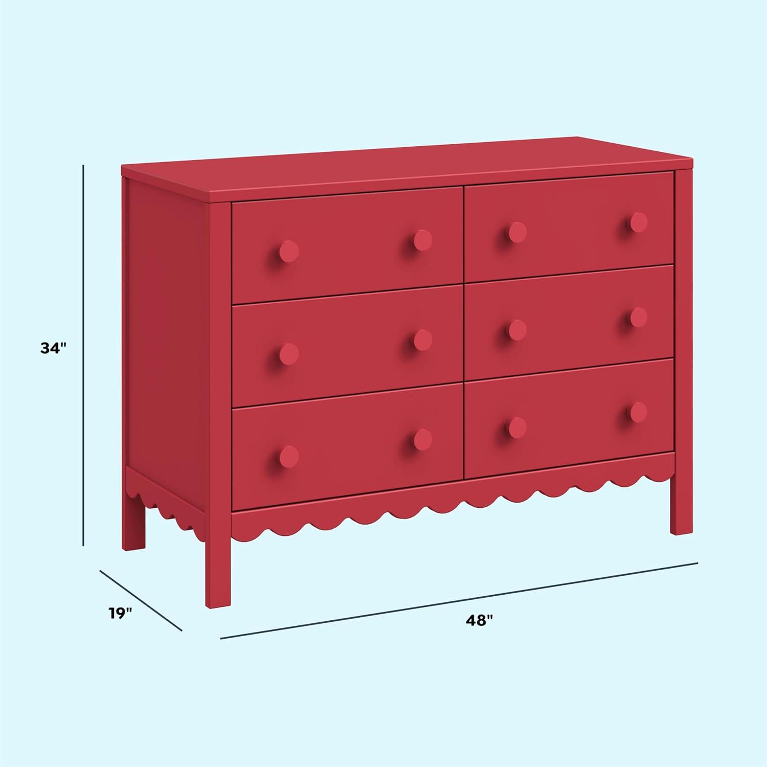 DaVinci Sammy Scallop 6 Drawer Dresser - Tomato Red