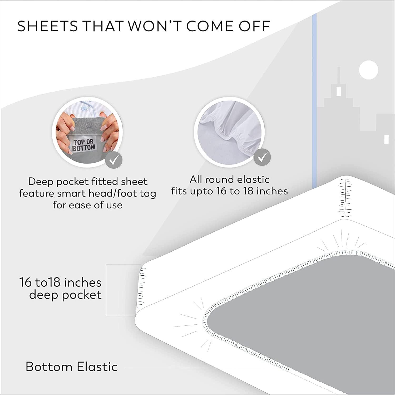 Purity Home Organic 100% Cotton Breathable & Lightweight Deep Pocket Sheet Set