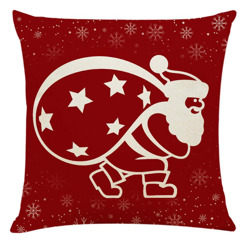 Sunnyglade 4PCS 18"x18" Christmas Throw Pillow Covers Christmas Decorative Couch Pillow Cases Cotton Linen Pillow Square Cushion Cover for Sofa, Couch, Bed and Car (Christmas A-4PCS)