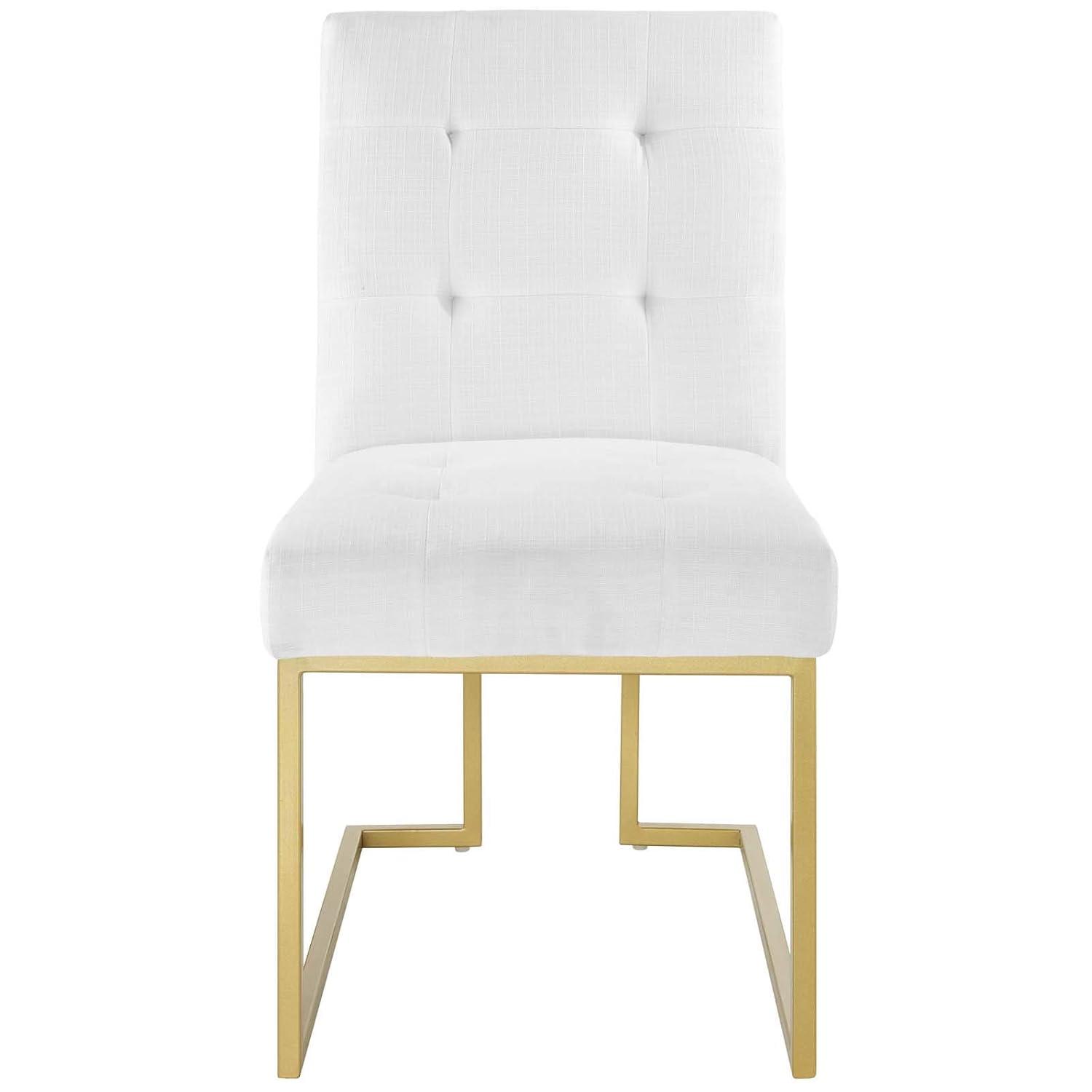 Privy Gold Stainless Steel Upholstered Fabric Dining Accent Chair-EEI-3743