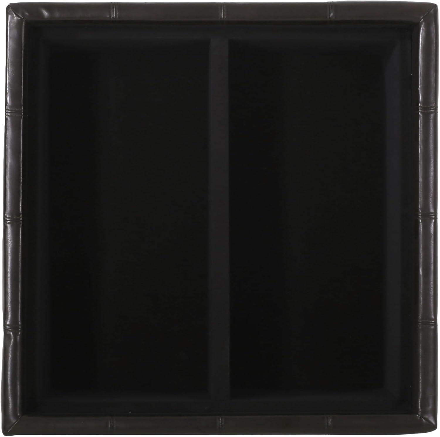 Mansfield Faux Leather Tray Top Storage Ottoman - Brown - Christopher Knight Home: Square Upholstered Bench with Wood Frame