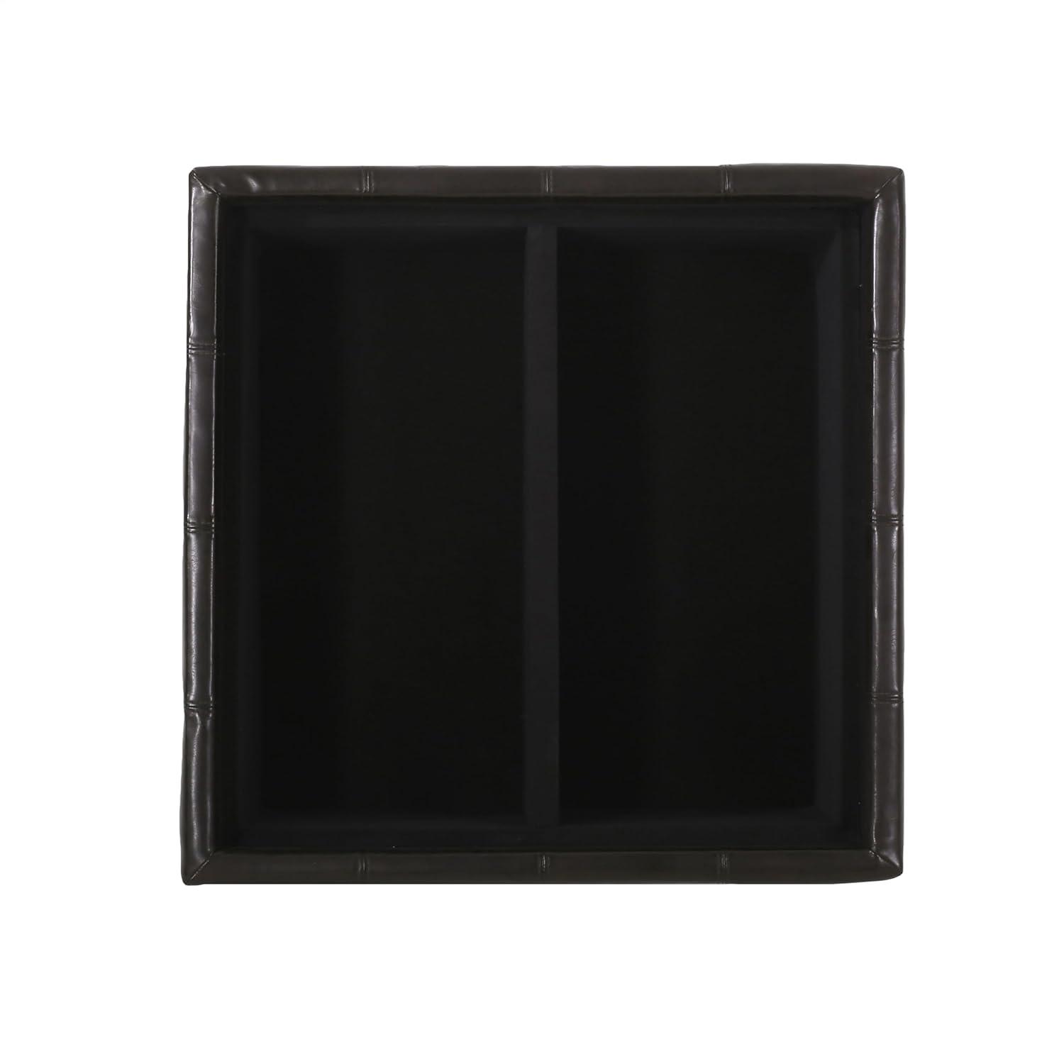 Mansfield Faux Leather Tray Top Storage Ottoman - Brown - Christopher Knight Home: Square Upholstered Bench with Wood Frame