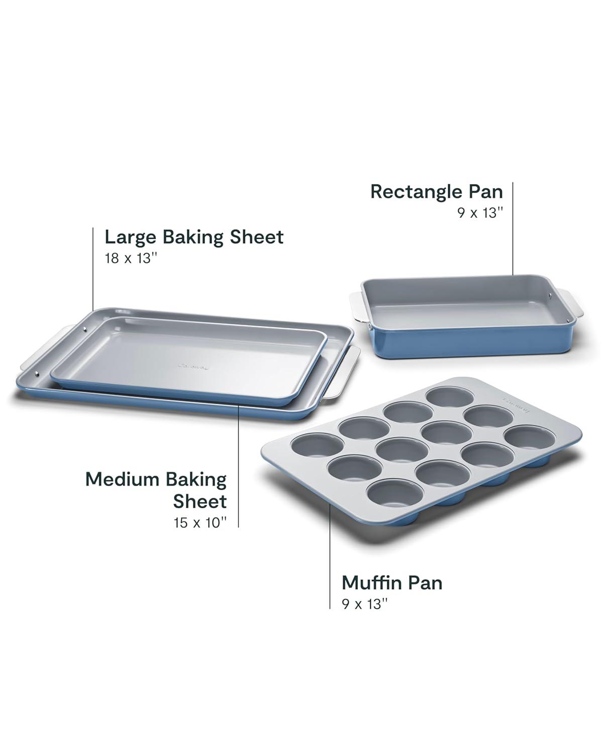 Caraway Non-Stick Ceramic Half Bakeware Set Slate: Baking Sheet, Muffin Pan, Baking Pans, 5-Piece Set, Hand Wash