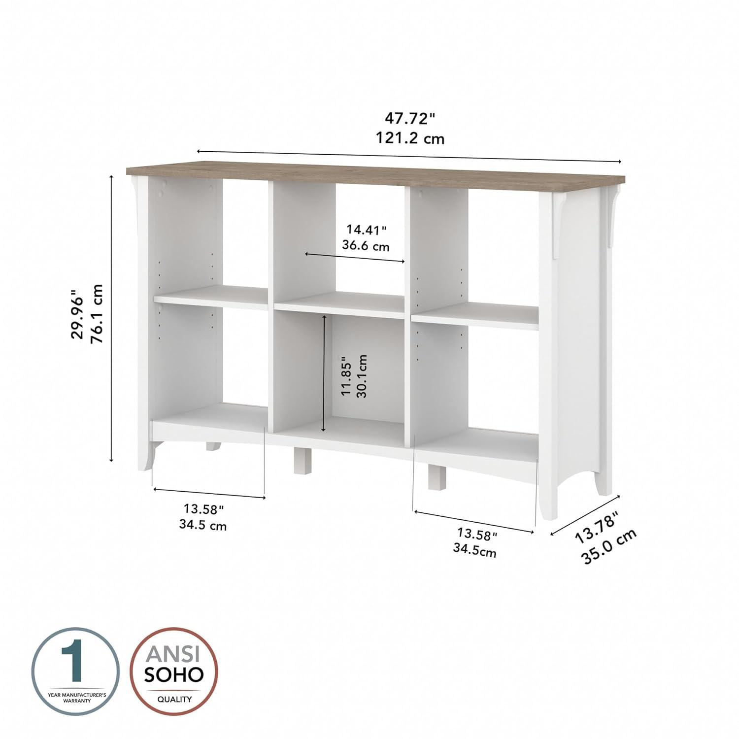 Bush Furniture Salinas 6 Cube Bookcase Organizer, Shiplap Gray & Pure White