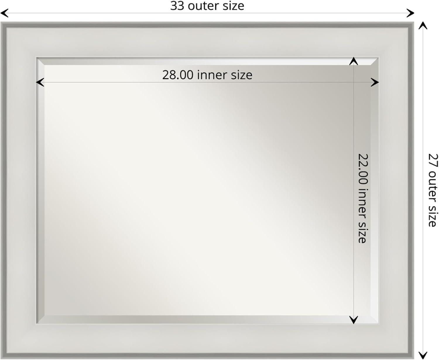 Imperial Silver Rectangular 33" x 40" Bathroom Vanity Wall Mirror