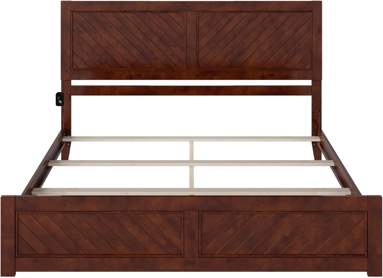 AFI Canyon Walnut Solid Wood Foundation Bed Frame with Matching Footboard, King