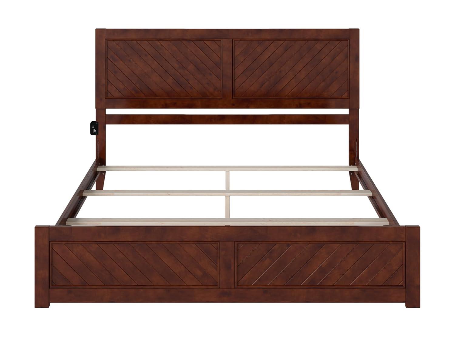 AFI Canyon Walnut Solid Wood Foundation Bed Frame with Matching Footboard, King