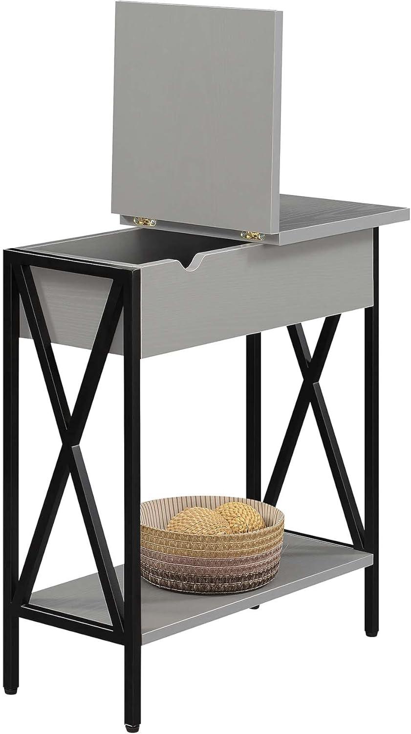 Convenience Concepts Tucson Flip Top End Table with Charging Station and Shelf, Multiple Finishes