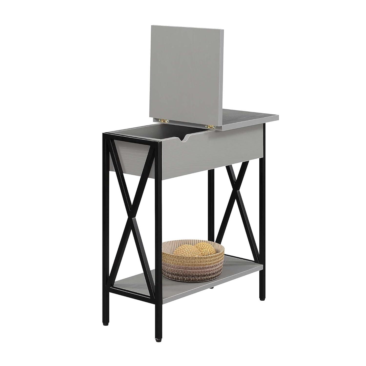 Convenience Concepts Tucson Flip Top End Table with Charging Station and Shelf, Multiple Finishes