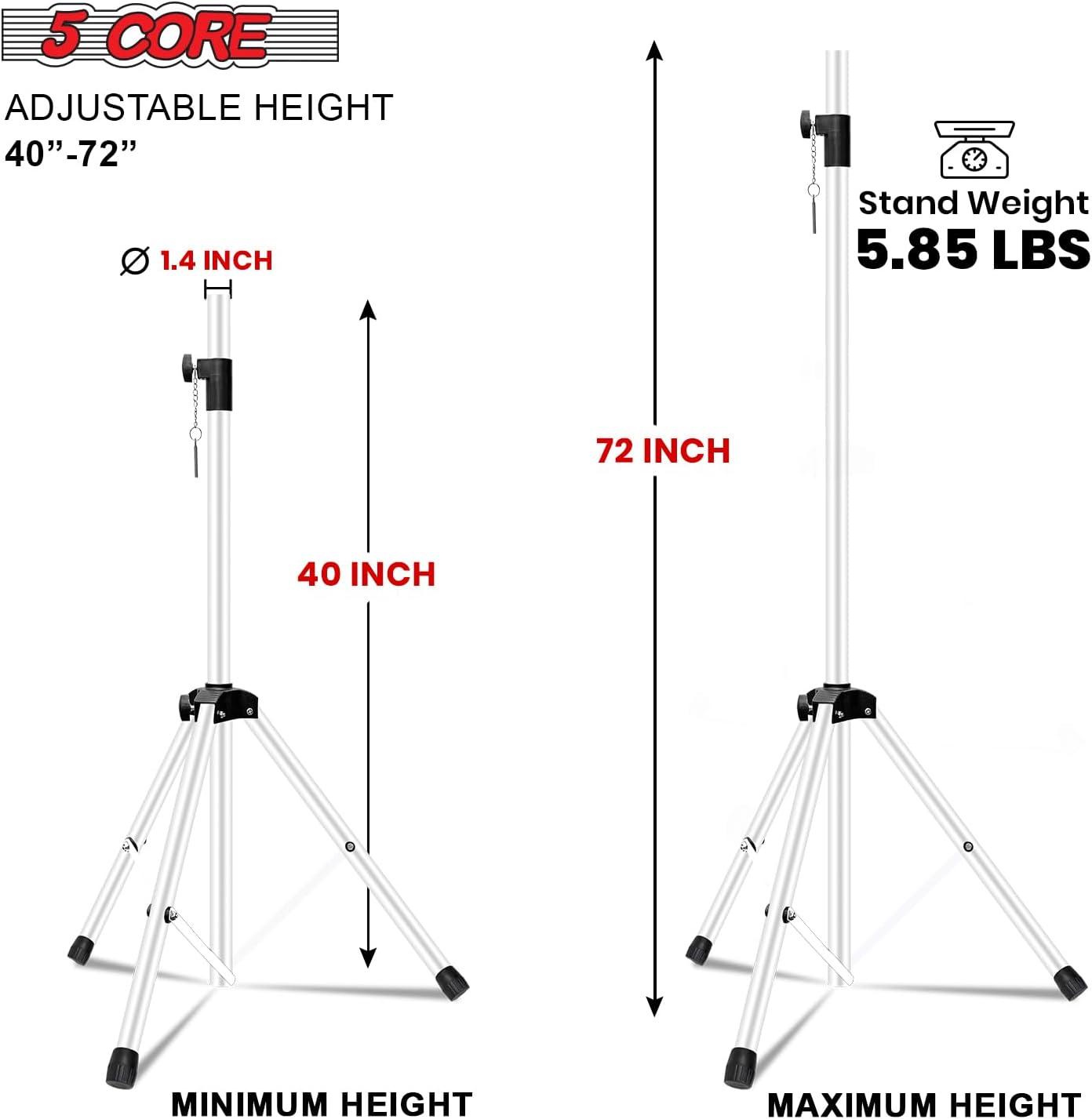 Arlmont & Co. 5 Core Speaker Stand Height Adjustable PA DJ Tripod Studio Monitor Stands w 35mm Compatible Insert