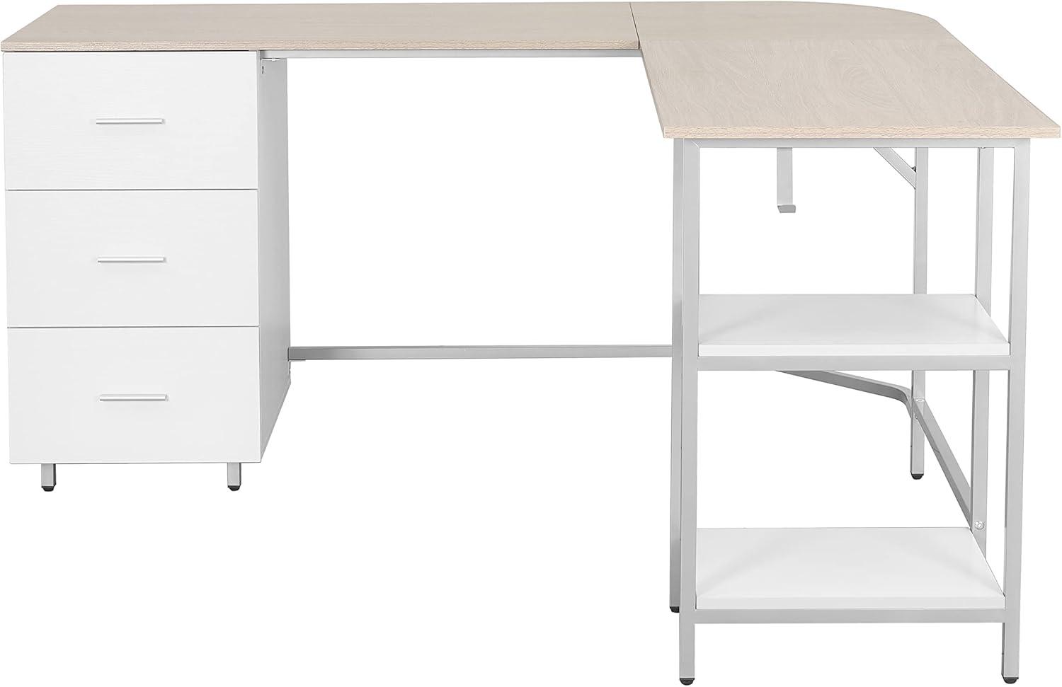 17 Stories Techni Mobili L-Shape Home Office Two-Tone Desk With Storage