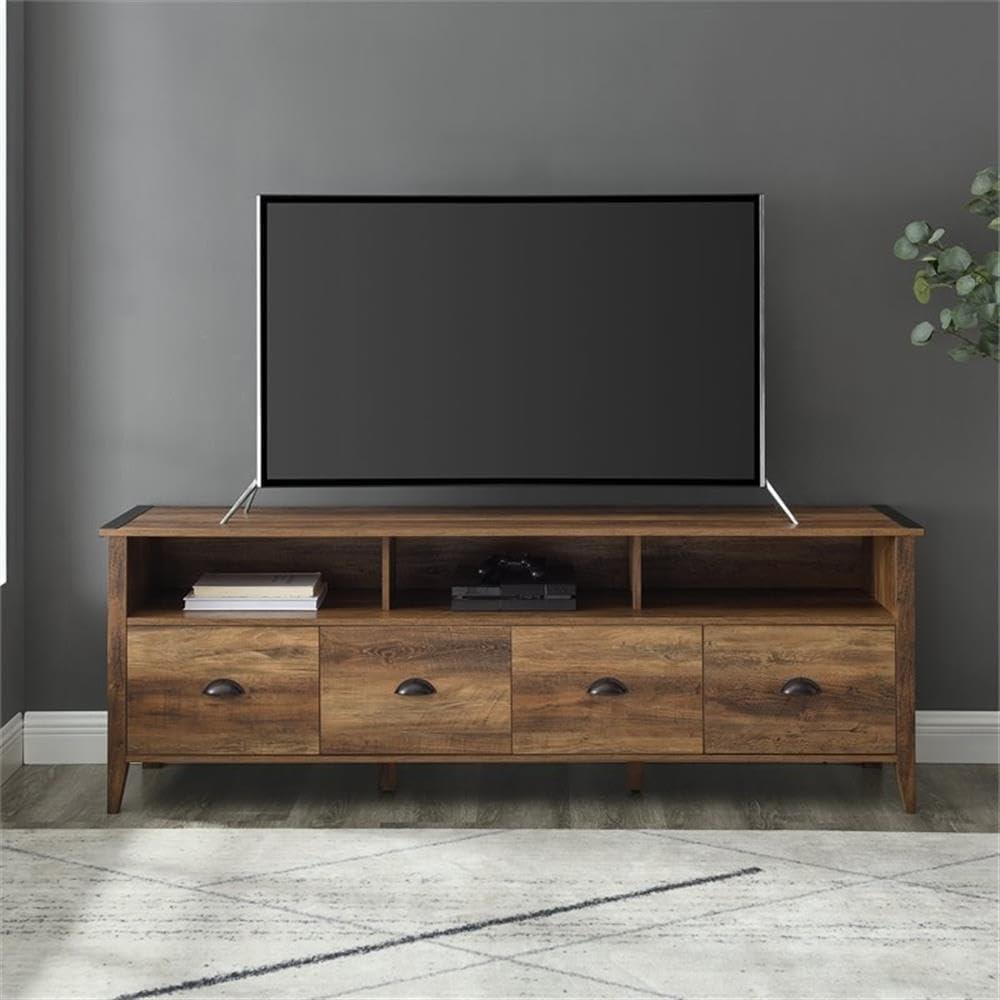 Clair 70" Industrial Farmhouse 4-Drawer TV Stand in Rustic Oak
