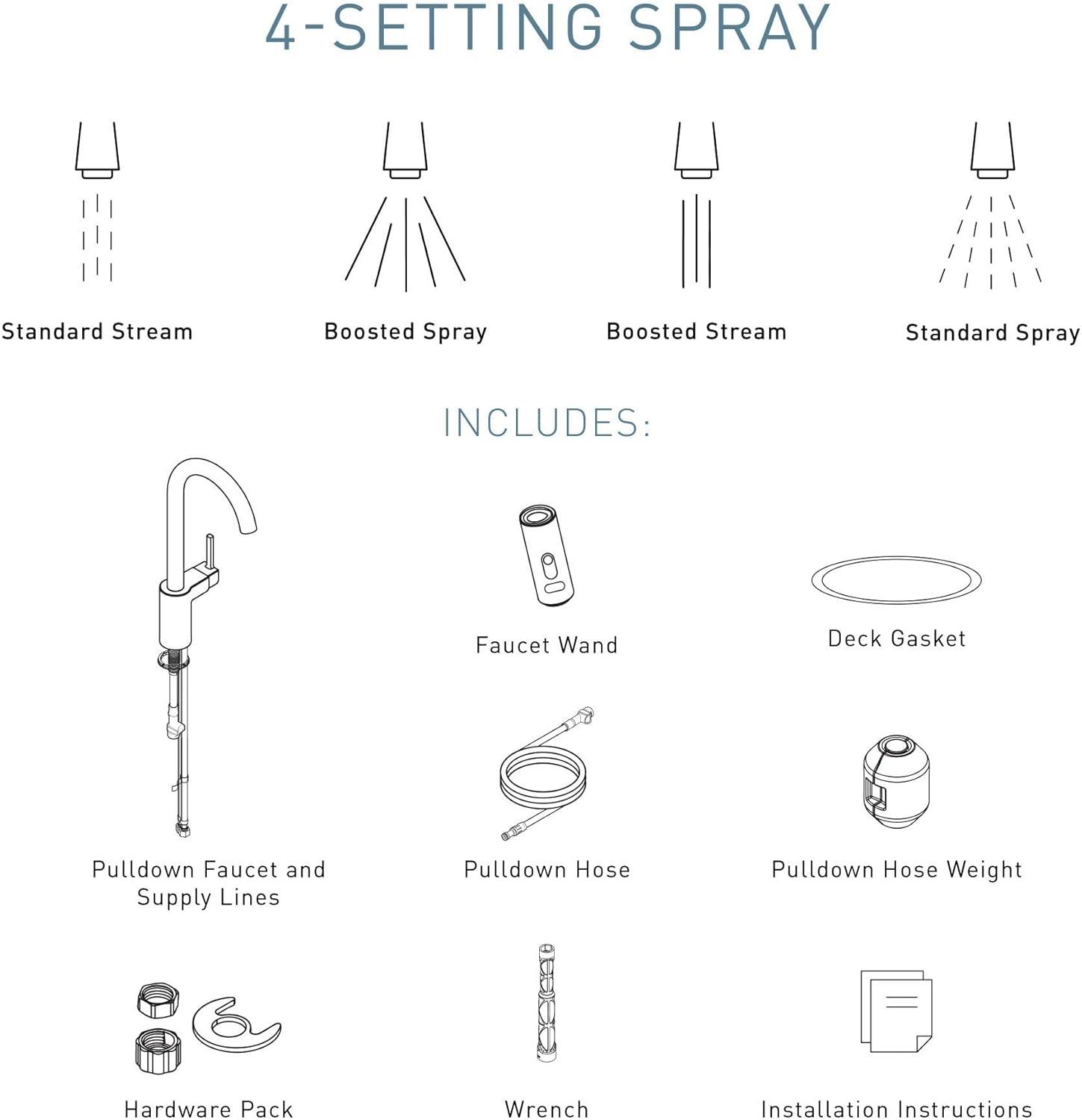 Moen Align One Handle Modern Kitchen Pulldown Faucet with Reflex and Power Clean Technology