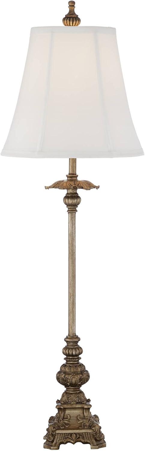 Regency Hill Juliette Traditional Buffet Table Lamps 36 1/2" Tall Set of 2 Antique Gold Ornate Base White Bell Shade for Bedroom Living Room Bedside