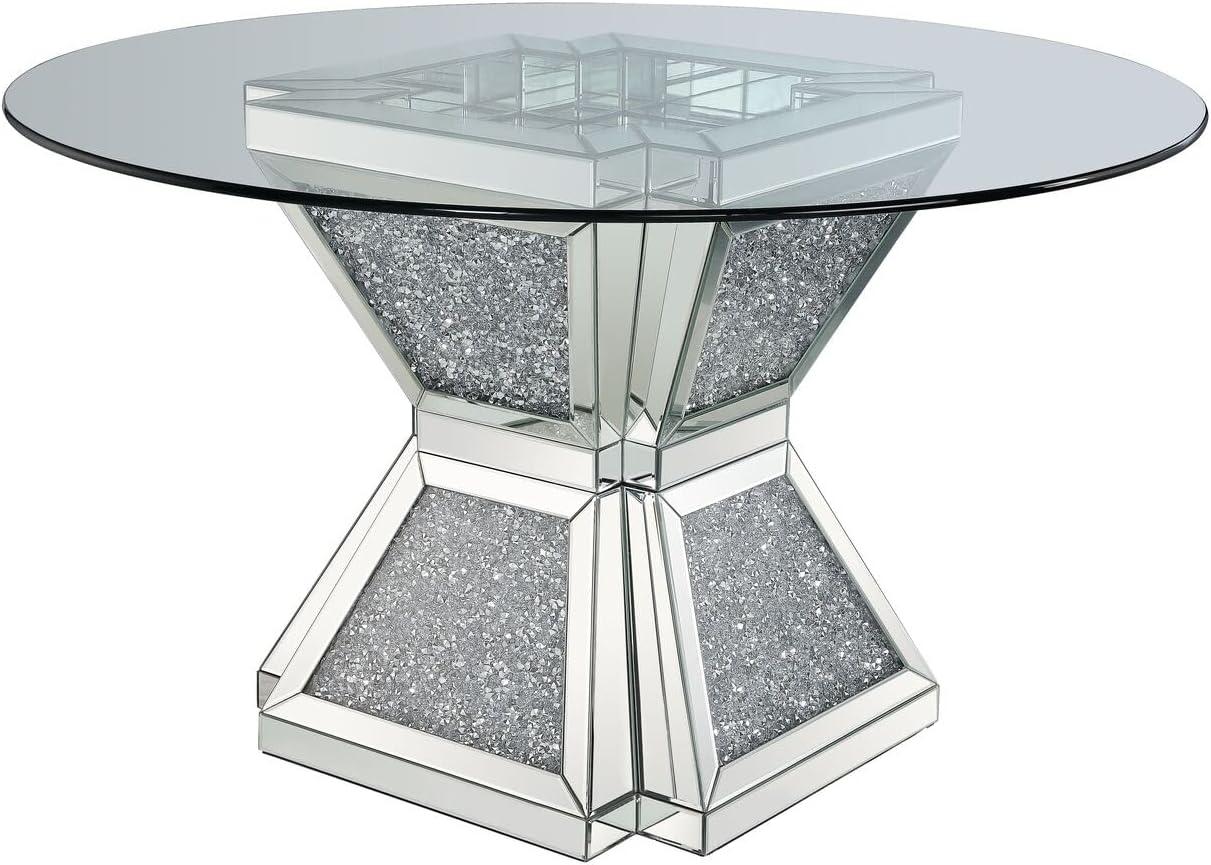 Round Glass Top Metal Base Dining Table