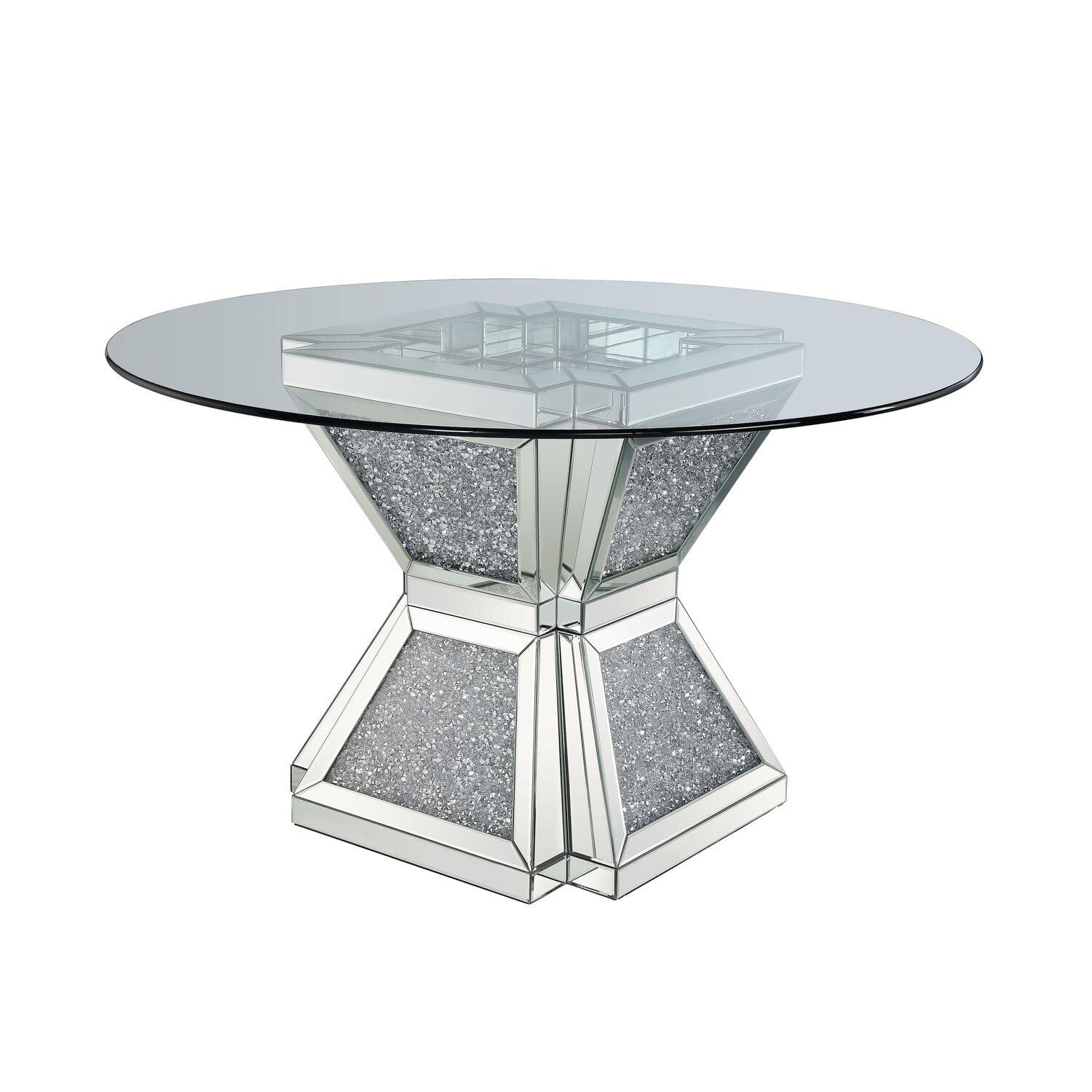 Round Glass Top Metal Base Dining Table