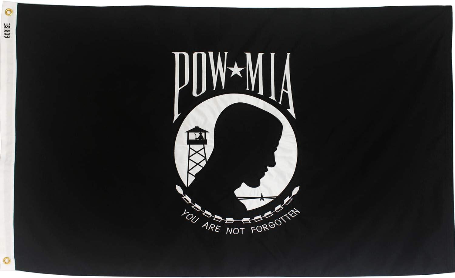 POW MIA 3x5 Nylon Flag - Double Sided and Embroidered - All Weather, Durable, Outdoor Nylon Flag - Front Line Flags