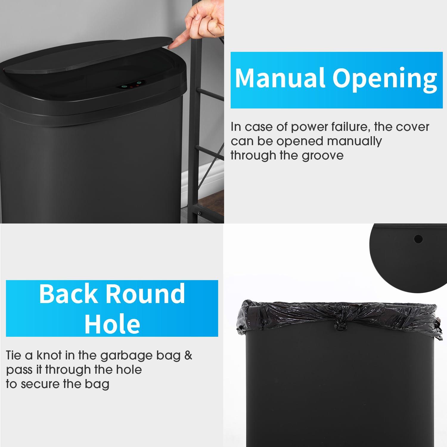 13 Gallon Trash Can Kitchen Trash Can Automatic Garbage Can With Lid Touch Free High-Capacity Motion Sensor For Kitchen Bedroom Bathroom Office Wateproof Trash Bin