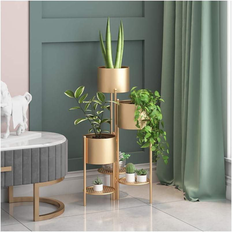 Metal Plant Stand, 6 Tier 6 Potted Indoor Gold Flower Pot Stand Holder Shelf, Foldable Decorative Display Rack for Multiple Potted Plants, Patio Garden, Living Room, Corner Balcony & Bedroom