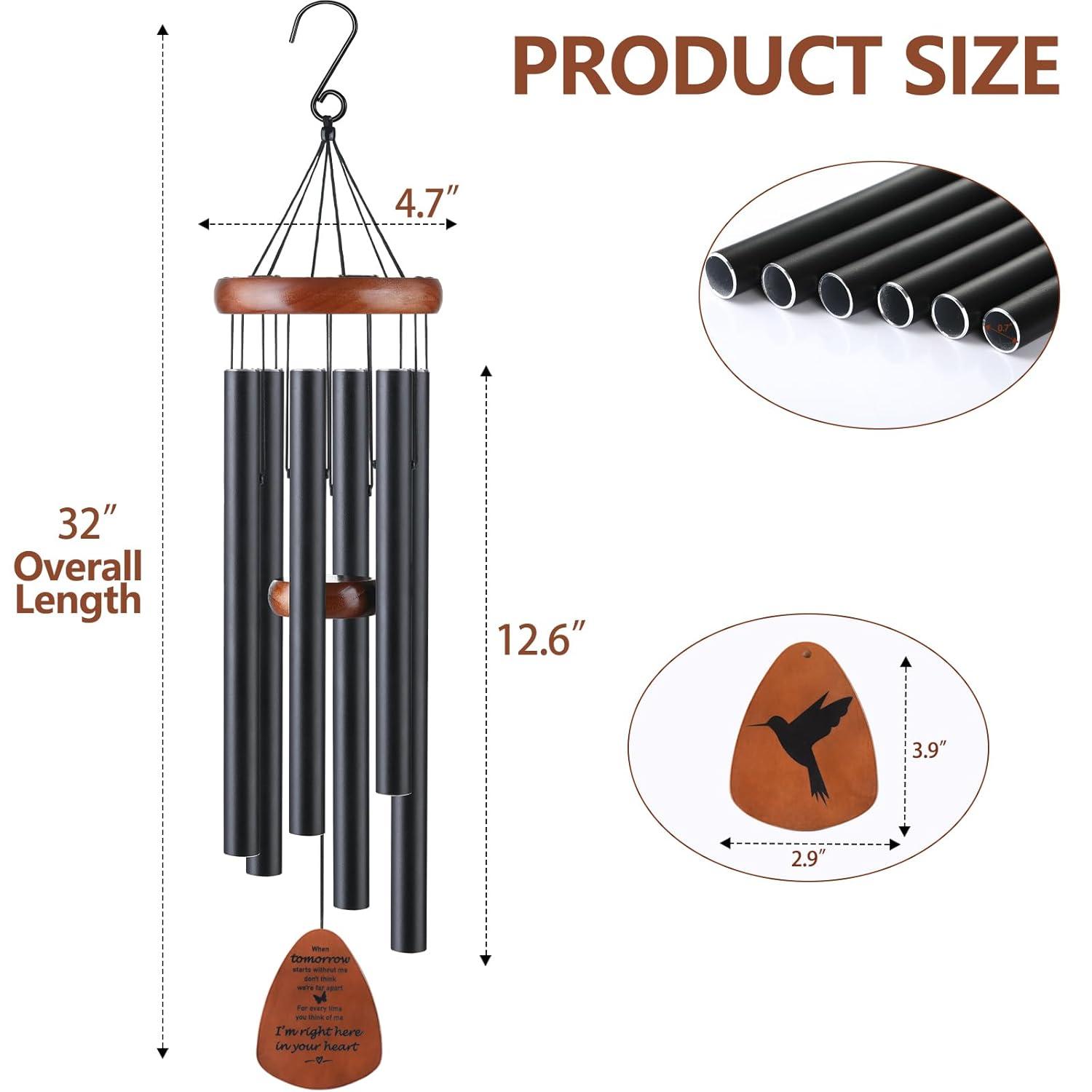 Sympathy Gifts for Loss of Loved One 32" Memorial Wind Chimes for Loss of Loved One Bereavement Condolence Gifts Sympathy Windchimes Memory Wind Chime with Memorial Card