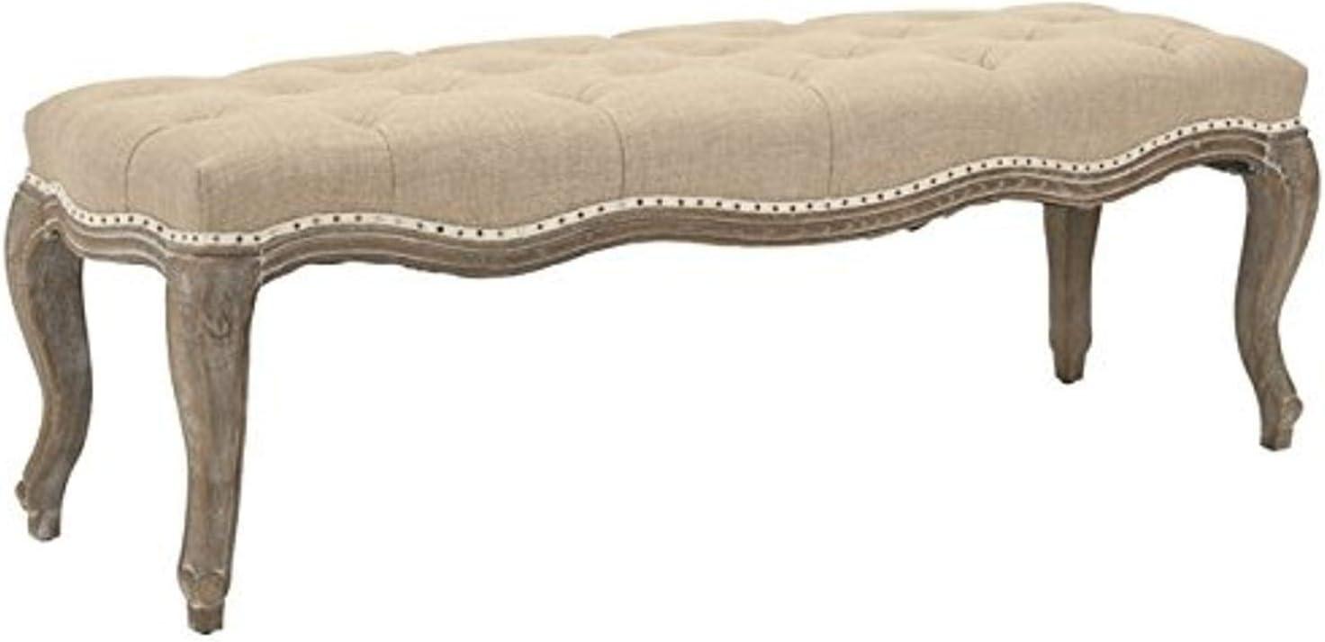 Ramsey Bench With Flat Black Nail Heads - Wheat/Natural Cream - Safavieh