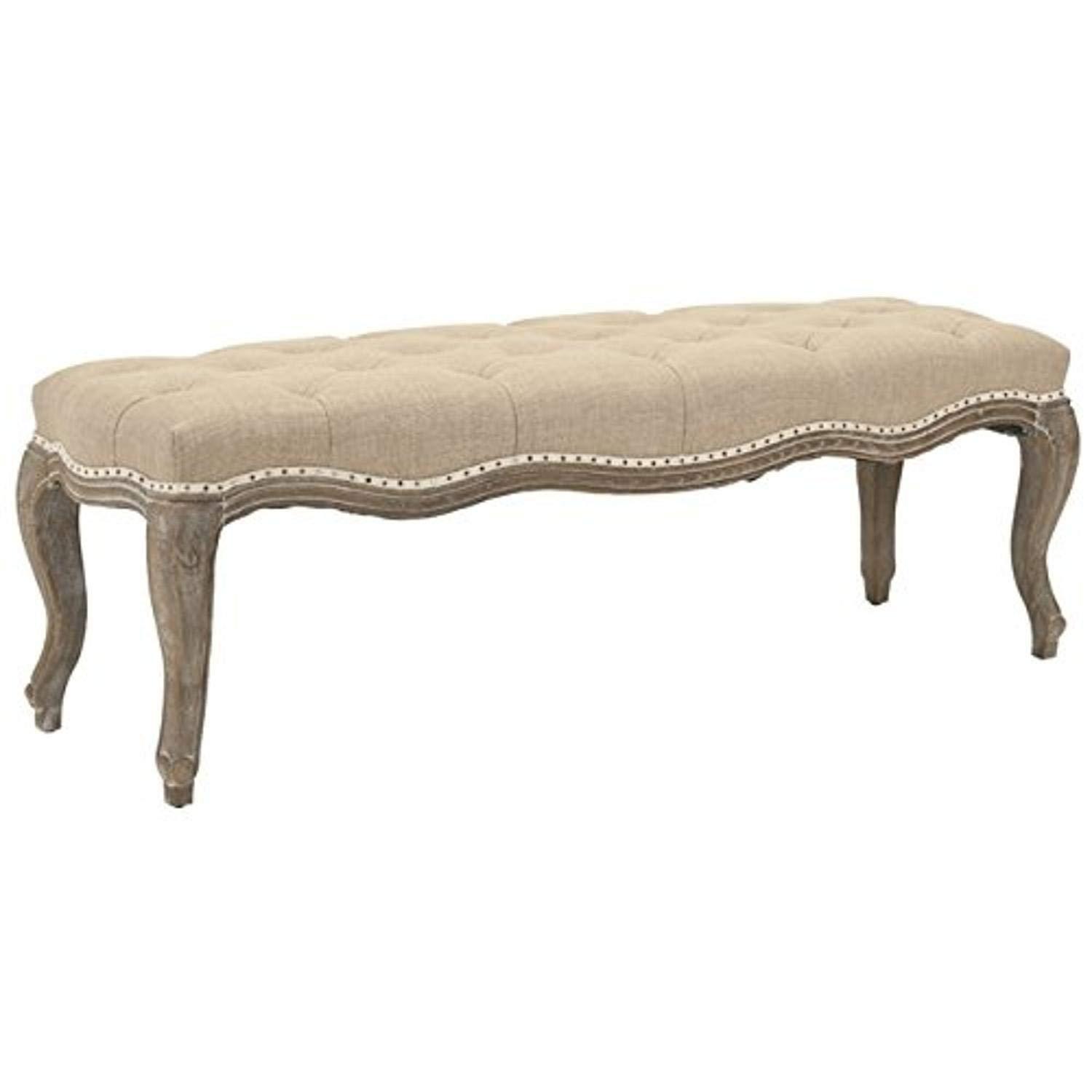 Ramsey Bench With Flat Black Nail Heads - Wheat/Natural Cream - Safavieh